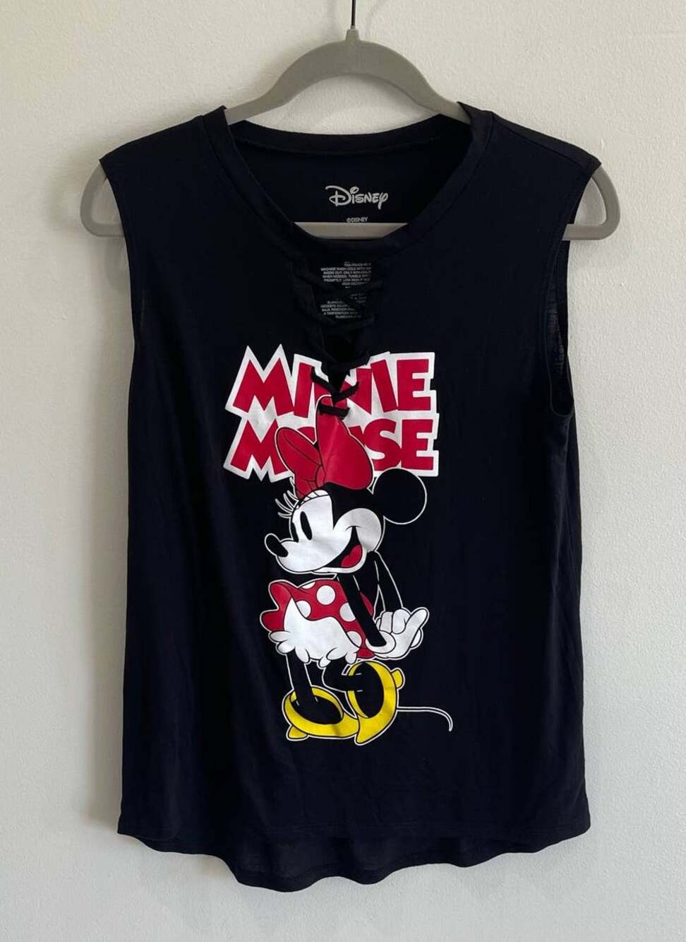 NWOT Large Minnie Mouse Lace Up Sleeveless Top